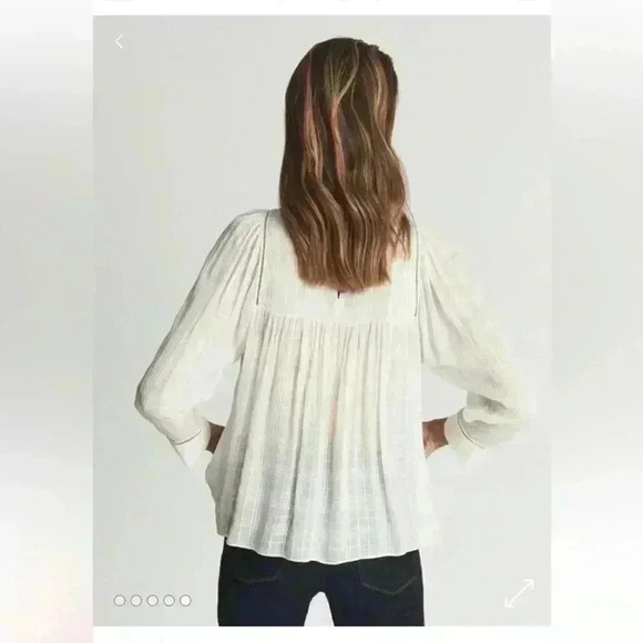 New Reiss Marcia Ladder Sheer Interest White Blouse Size 4 - Picture 3 of 13